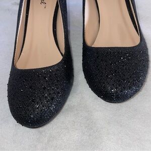 Bonnibel WONDA-1N Black Glitter Slip On Pumps